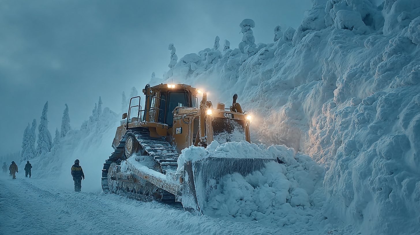 Работа бульдозера в зимних условиях России